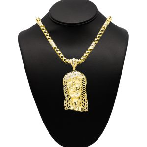 Large Cz Jesus 10k - Pendant