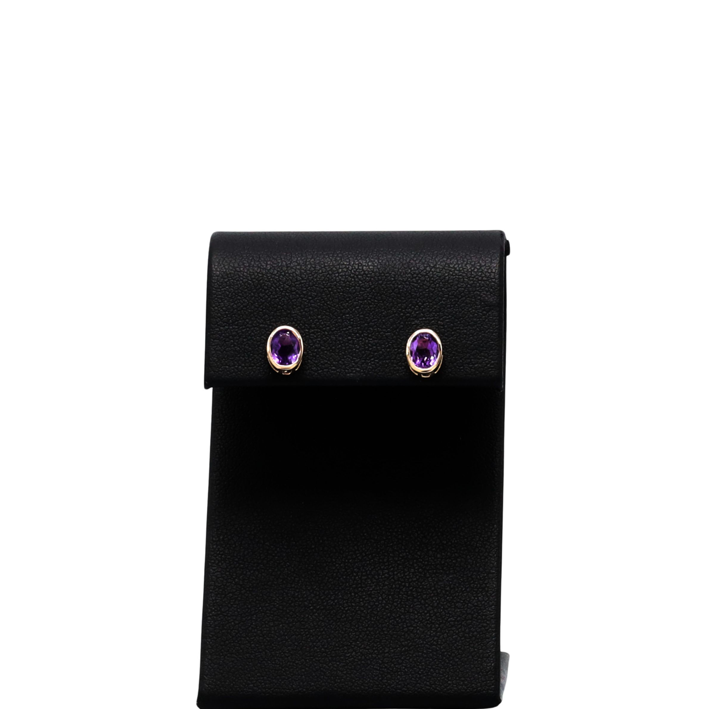 Natural Amethyst Studs 14k  – Earrings