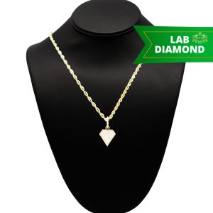 Diamond Shape Diamond Pendant 1ct Lab 10k- Diamond Pendant