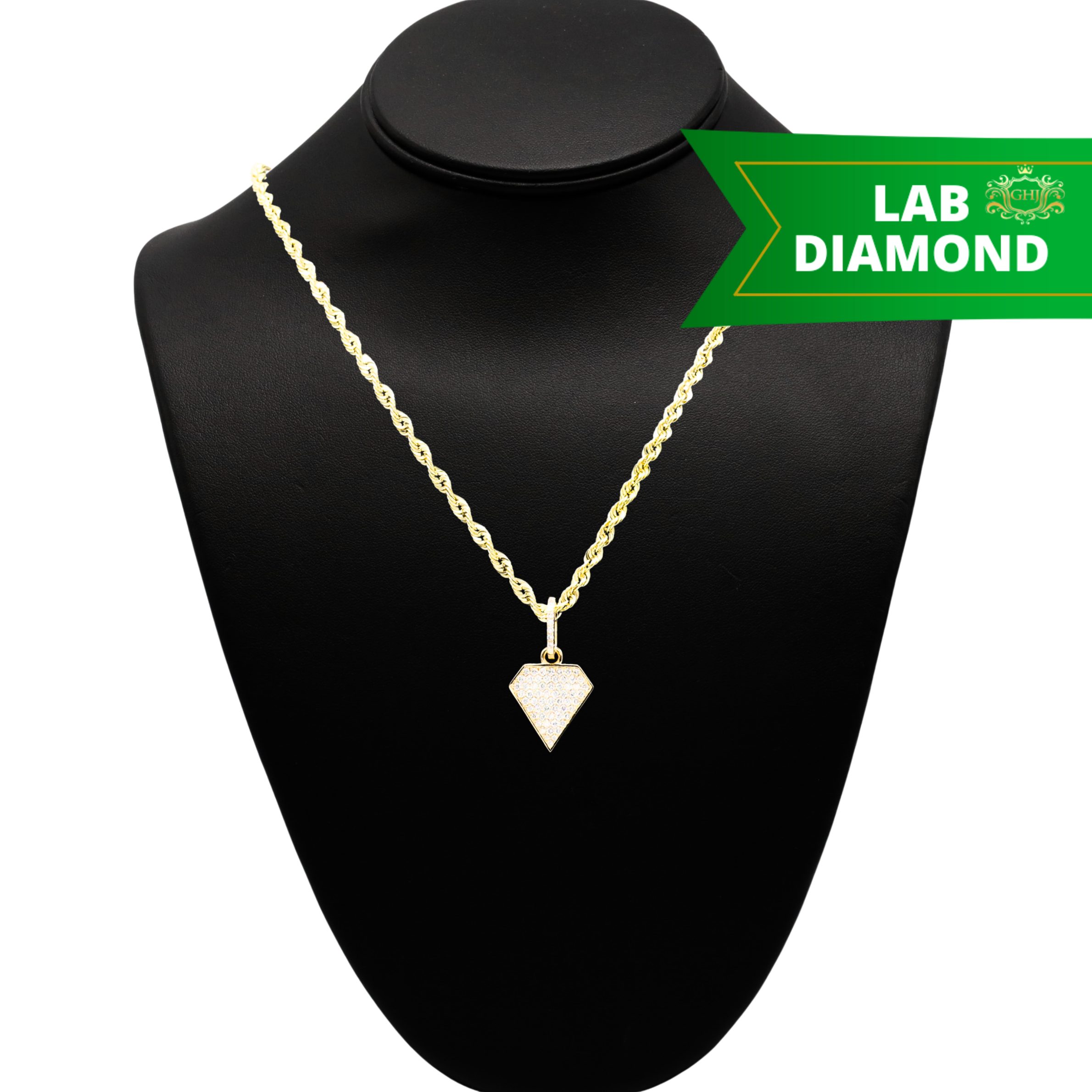Diamond Shape Diamond Pendant 1ct Lab 10k- Diamond Pendant
