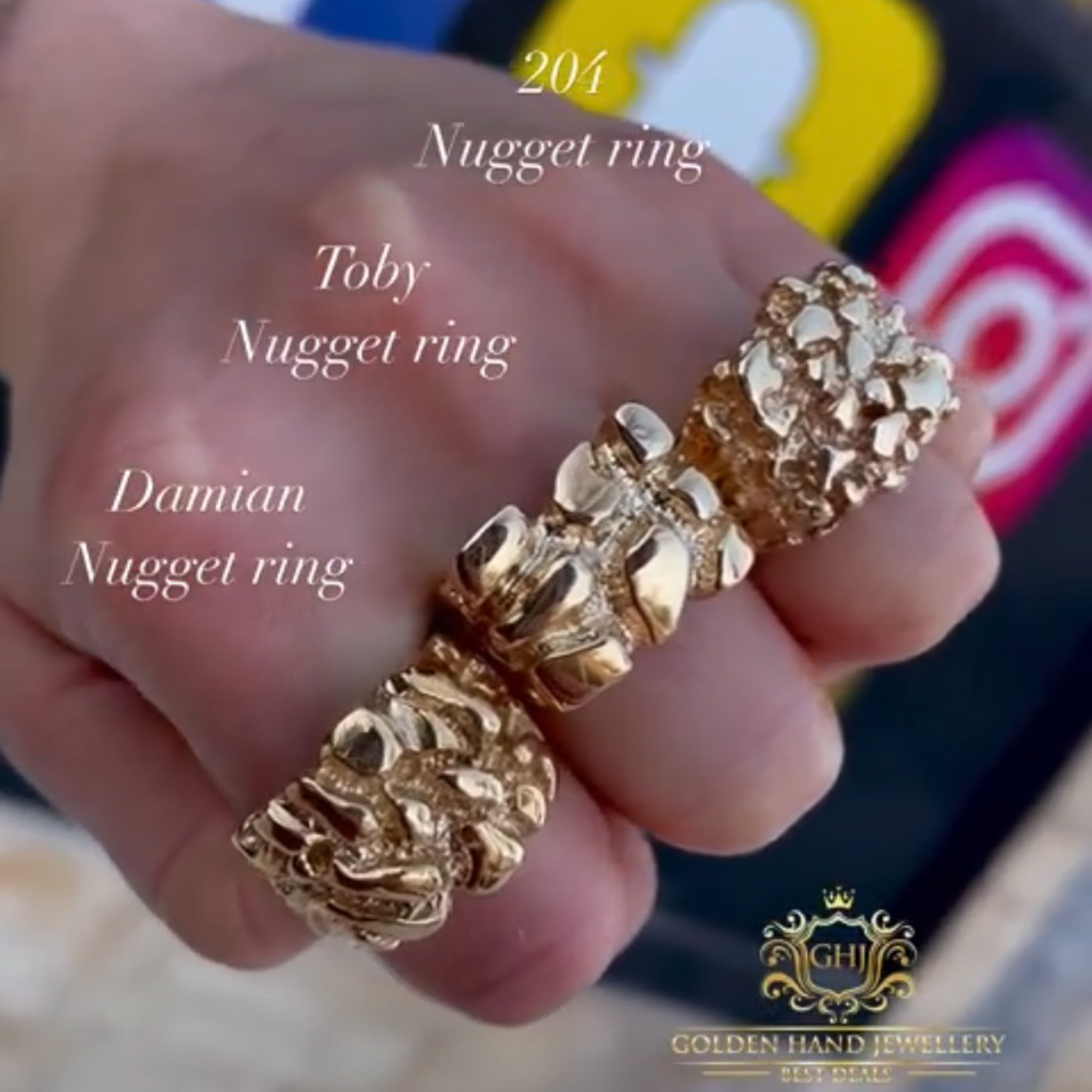 Toby - Solid Nugget Ring - Golden Hand Jewellery