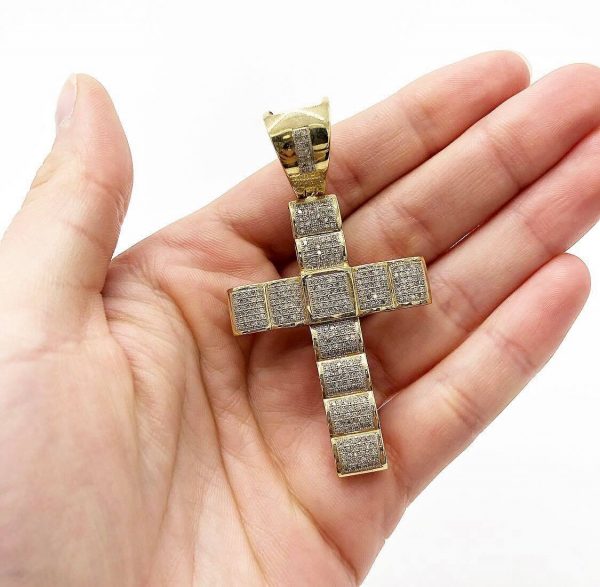 Large Diamond Cross Pendant Golden Hand Jewellery - Large Diamond Cross Pendant Large Diamond Cross Pendant Golden Hand Jewellery - Large Diamond Cross Pendant
