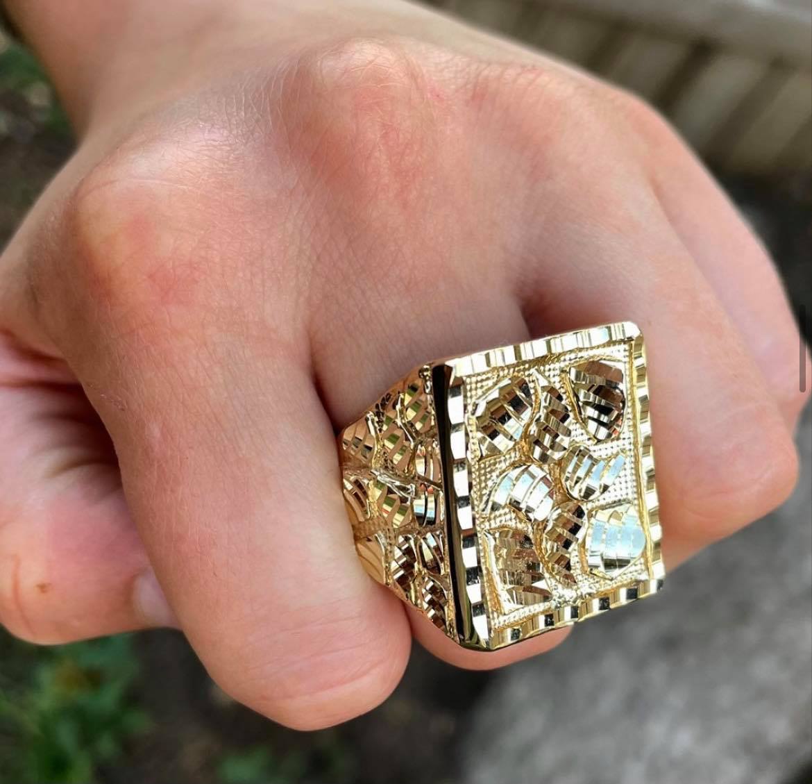 Raquel Semi Solid Nugget Ring Golden Hand Jewellery