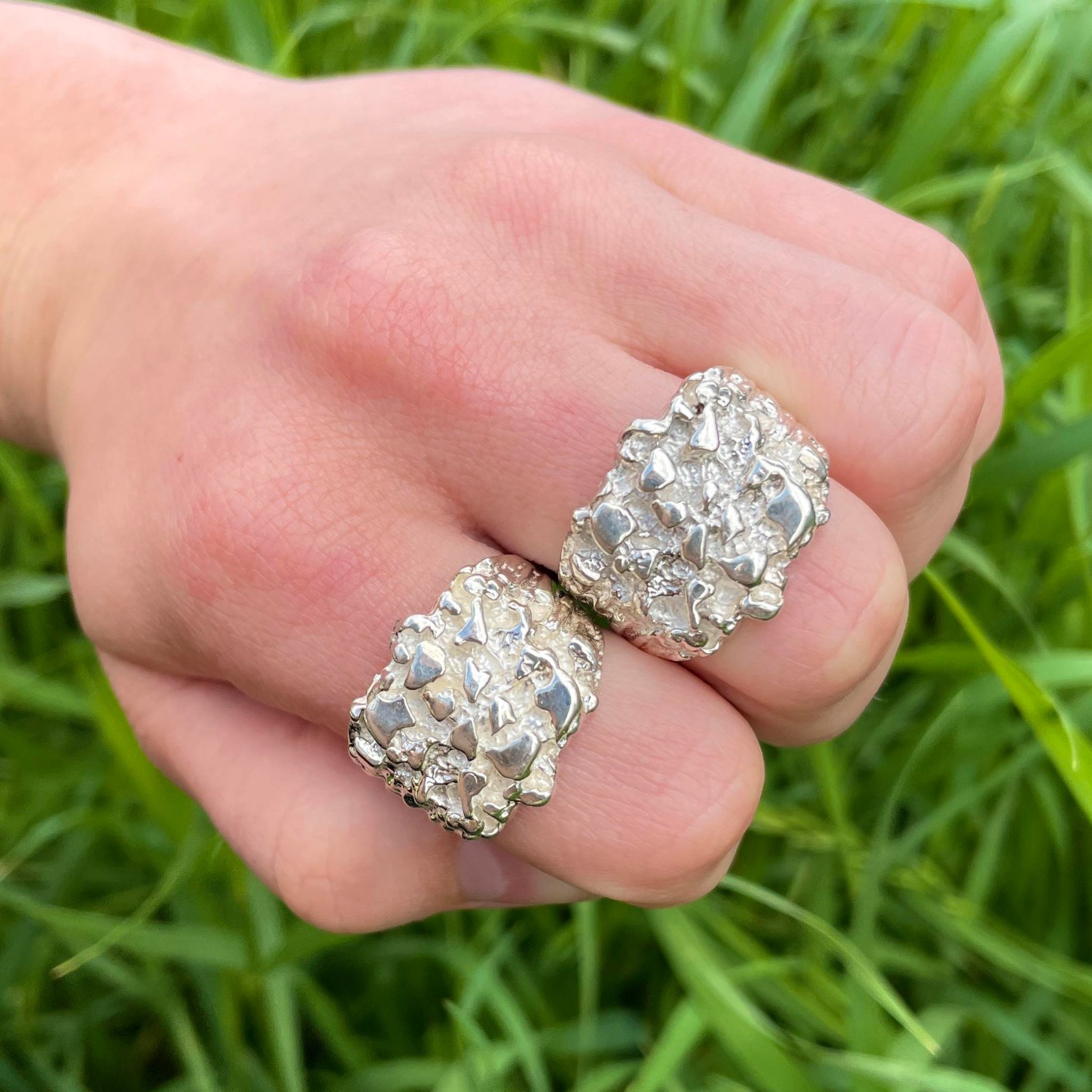 *MOST POPULAR* 204 Silver Nugget Ring Golden Hand Jewellery