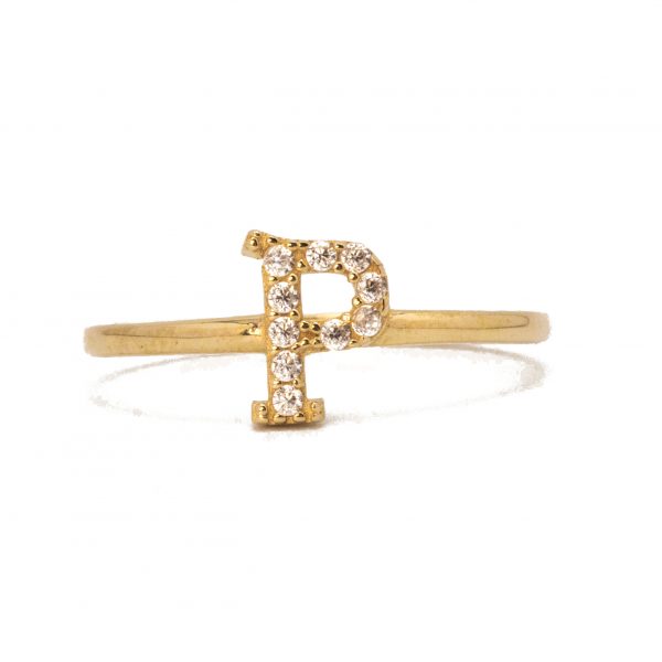 Rose Gold Diamond Initial P Ring