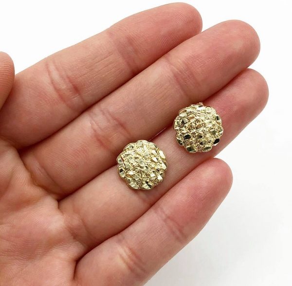Circle gold sales nugget earrings