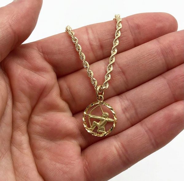 Gold sagittarius zodiac pendant on sale