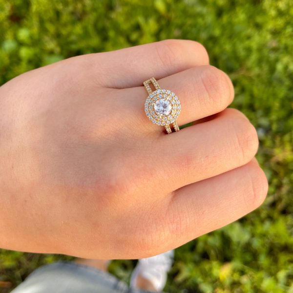FINEROCK 1/2 Carat Double Halo Diamond Ring in 10K Rose Gold (Ring Size 4)  | Amazon.com
