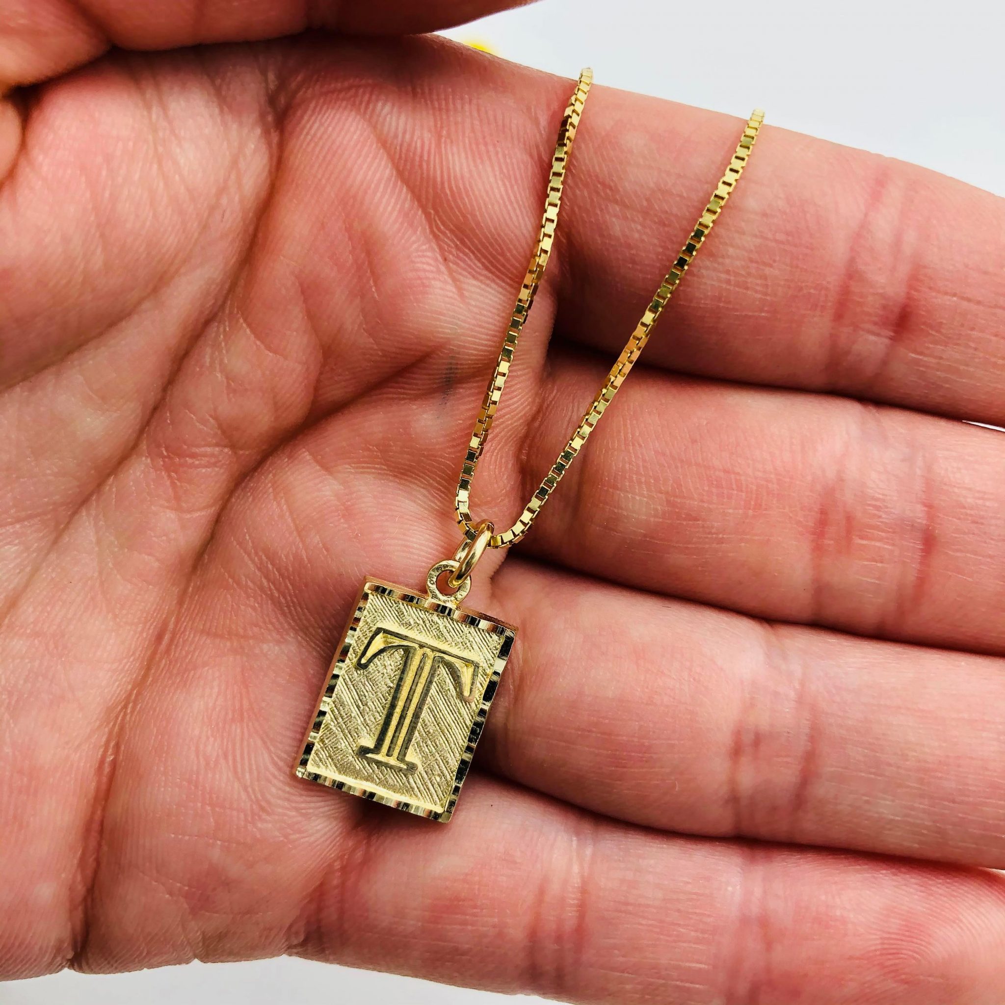Letter T Square Pendant Golden Hand Jewellery letter-t-square-pendant-golden-hand-jewellery