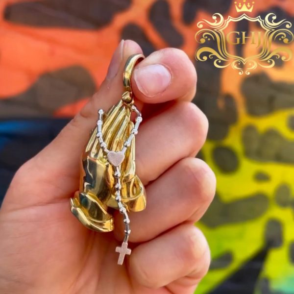 Prayer Hands with Rosary Pendant