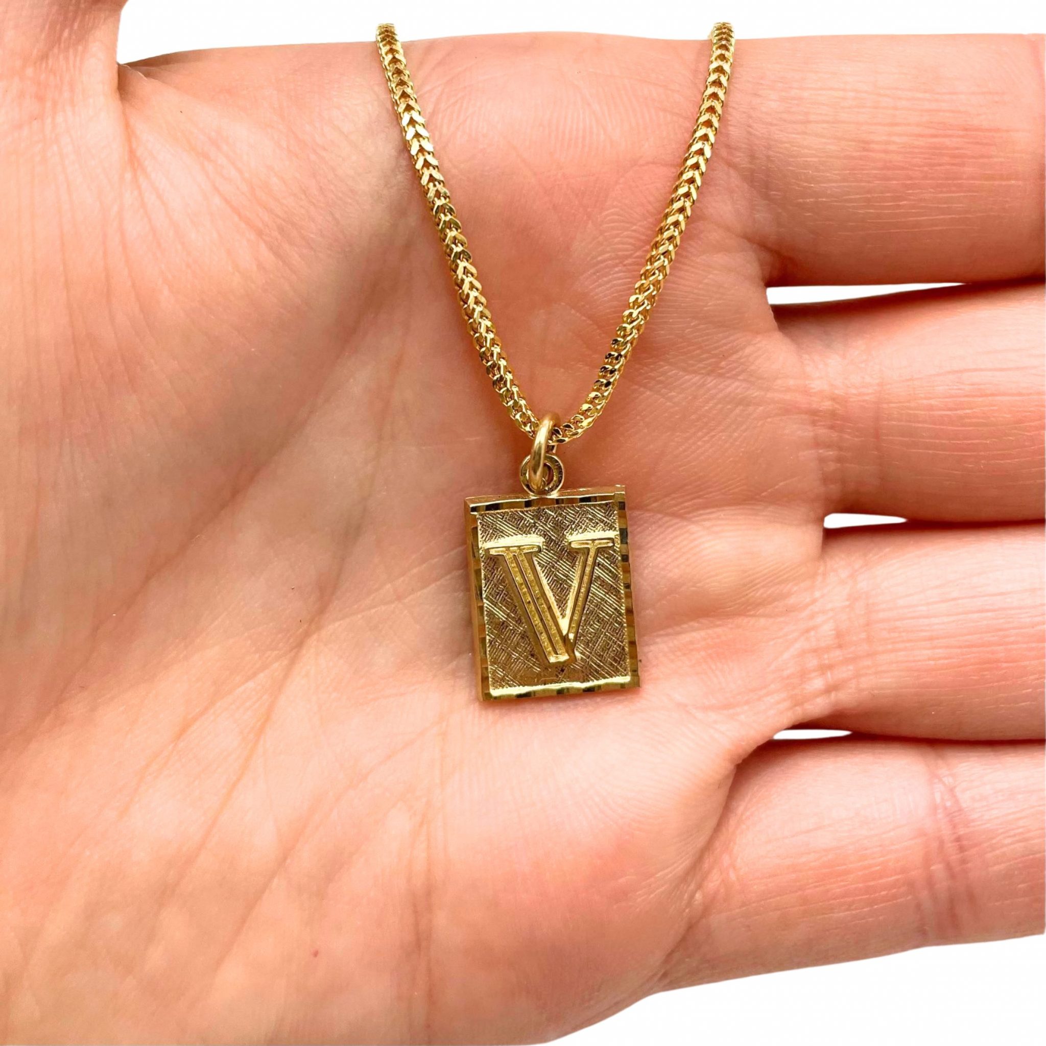 Letter V Square Pendant