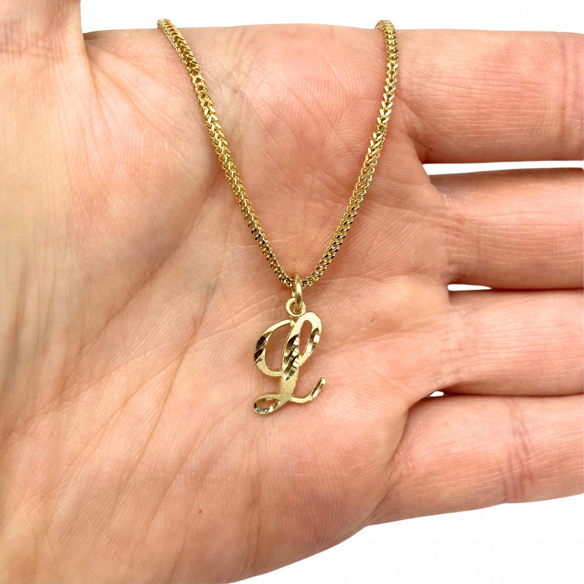 Letter L Handwriting Pendant Golden Hand Jewellery