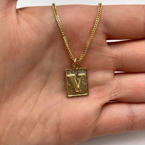 Letter V Square - Pendant - Golden Hand Jewellery