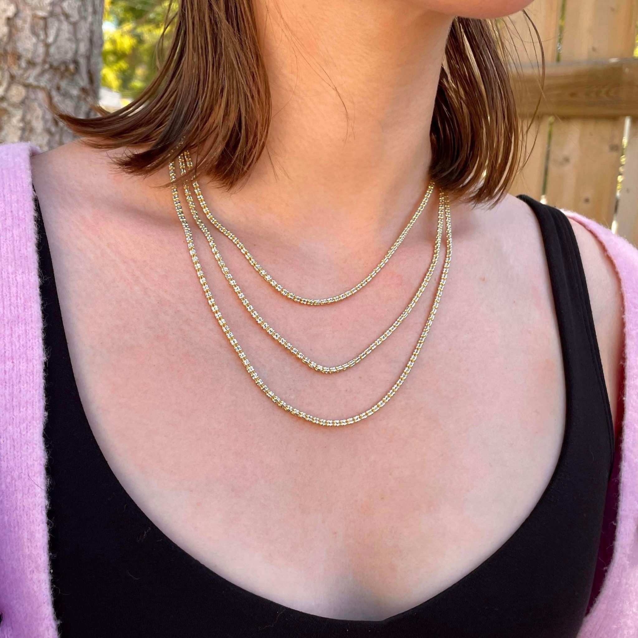 TwoTone Ice Chain 2.5mm 16" Chain Golden Hand Jewellery