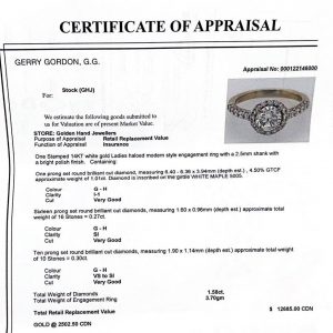 Halo Brilliant Cut 1.58ct #10 - Engagement Ring - Image 4