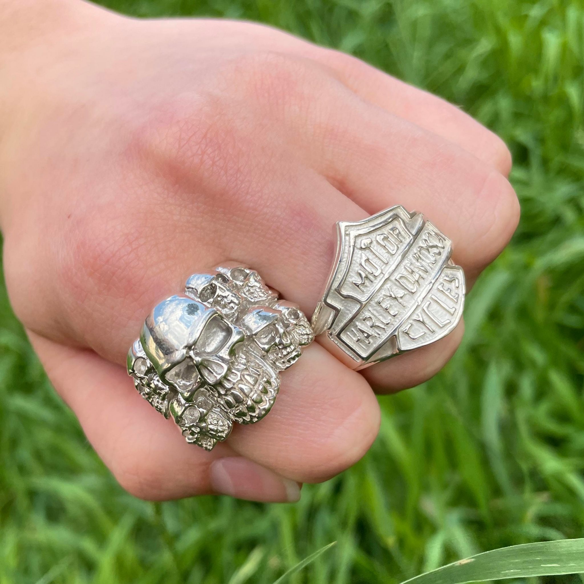 Biker Ring Silver Ring Golden Hand Jewellery