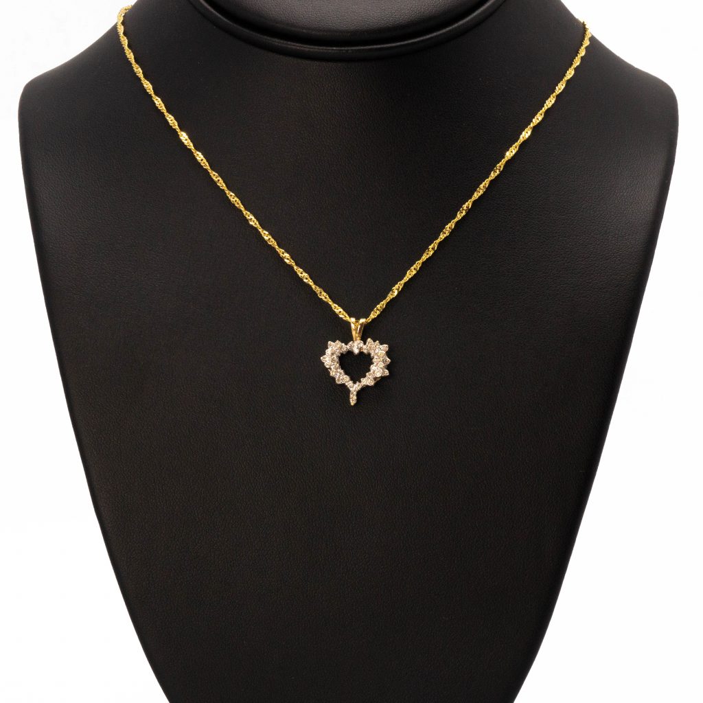 Diamond Heart Pendant Set - Gift Set - Golden Hand Jewellery