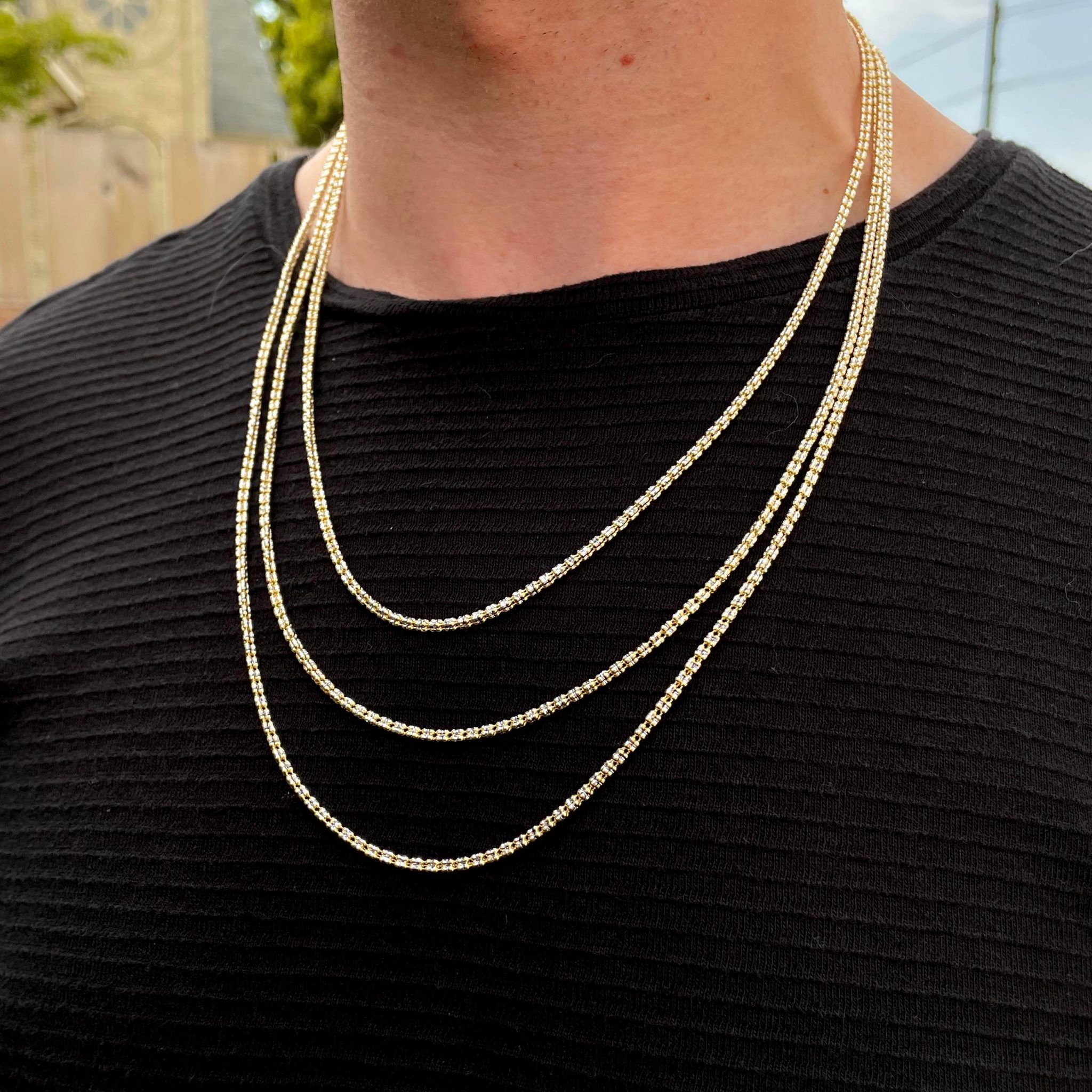 TwoTone Ice Chain 2.5mm 22" Chain Golden Hand Jewellery