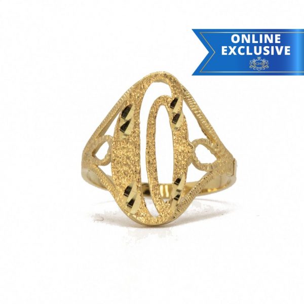 Letter O Diamond Cut Rings Golden Hand Jewellery