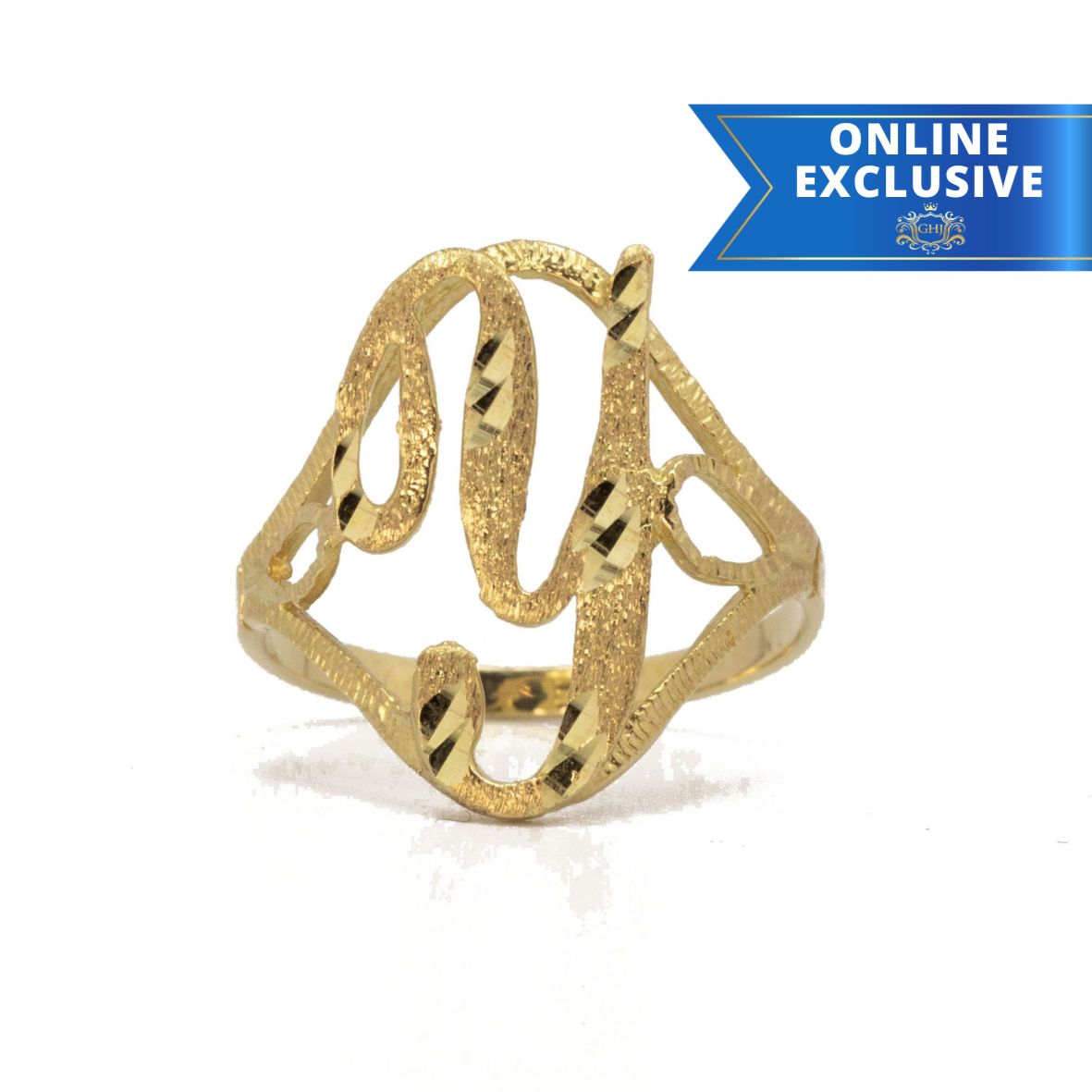 Letter Y Diamond Cut Rings Golden Hand Jewellery