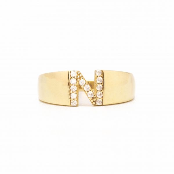 Gold ring letter n on sale