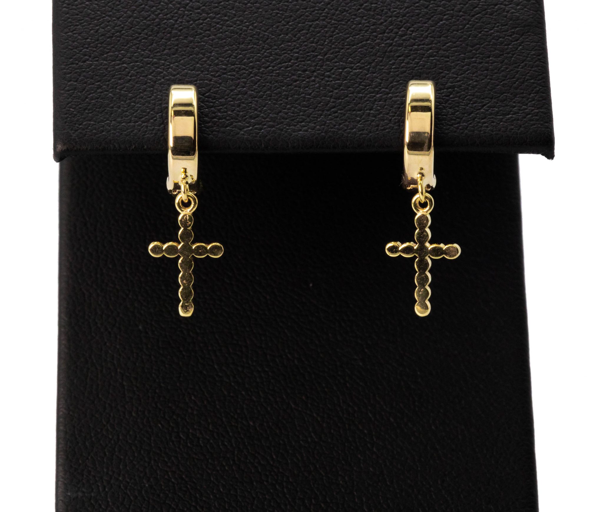 Rounded Gold Cross Huggies Earrings Golden Hand Jewellery
