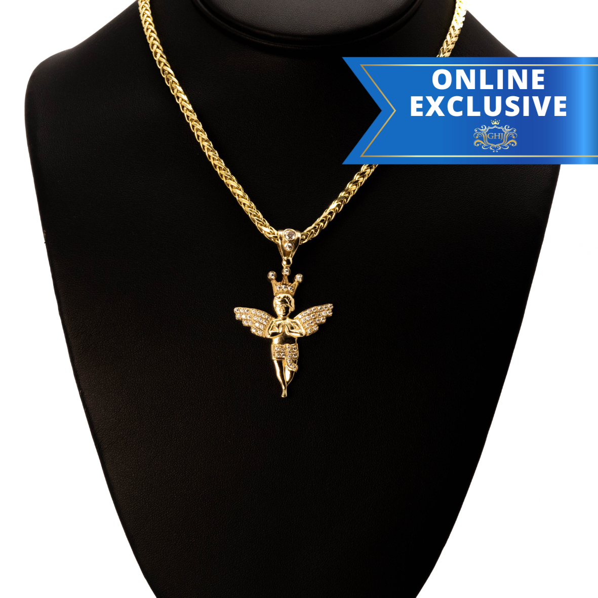 CZ Angel with Crown Pendant