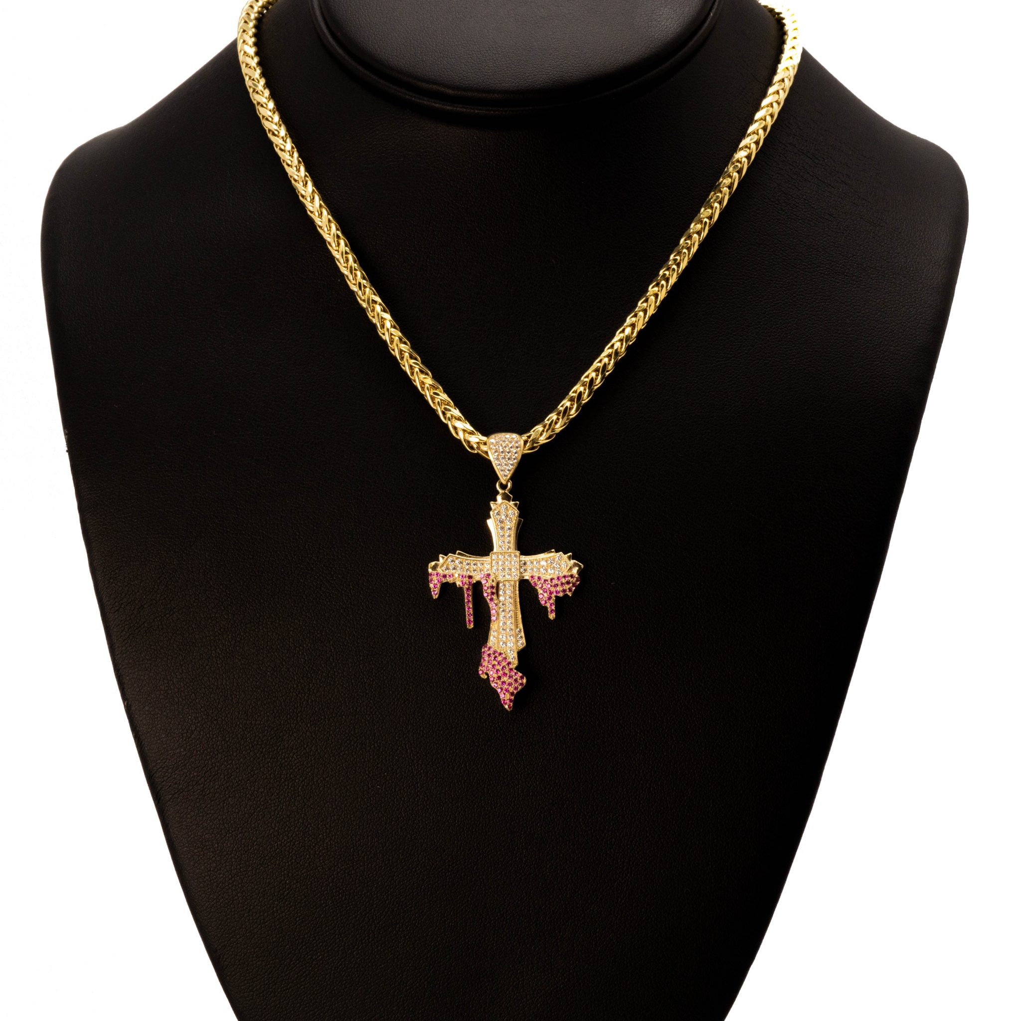 CZ Drip Cross 6 Pendant Golden Hand Jewellery