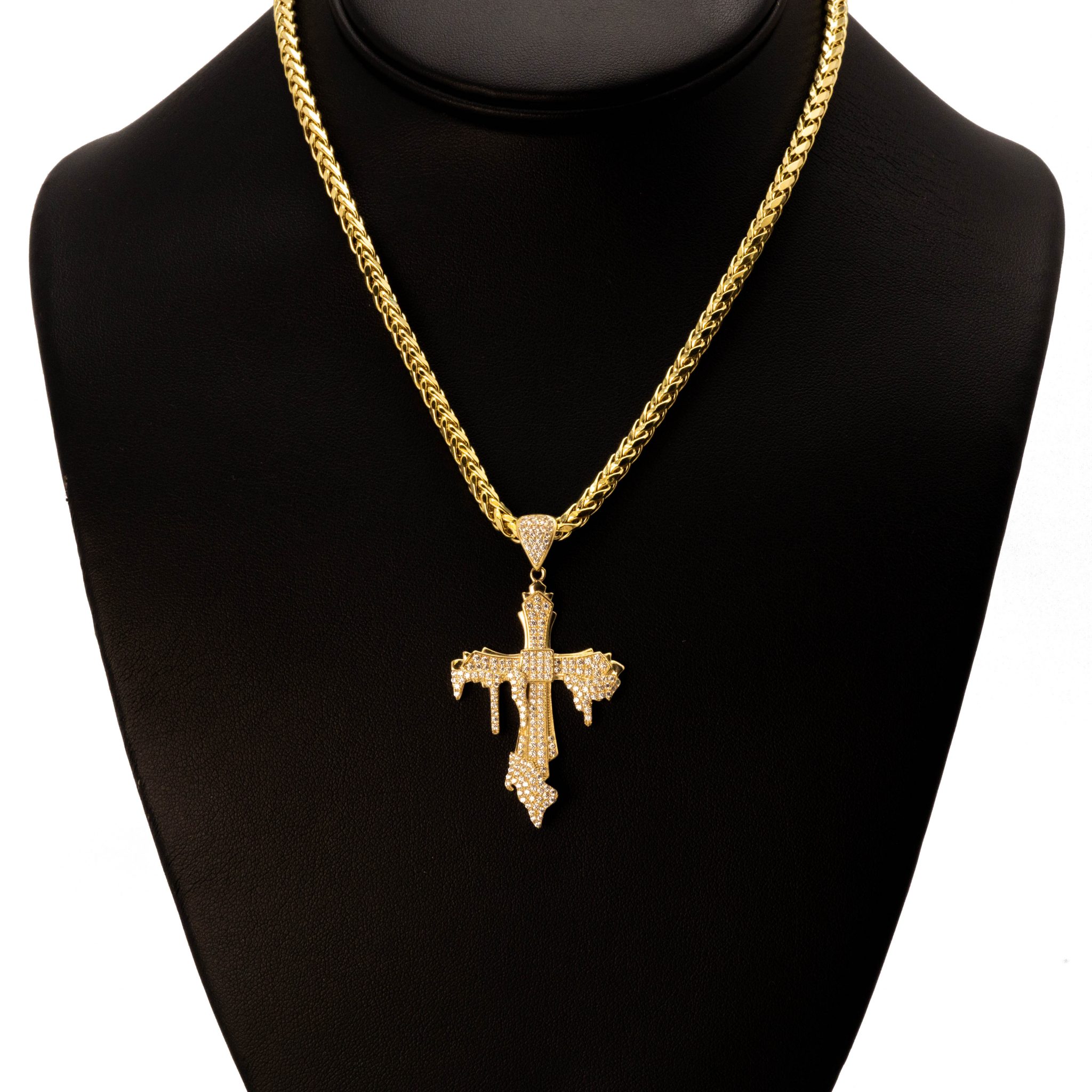 CZ Drip Cross 8 - Pendant - Golden Hand Jewellery