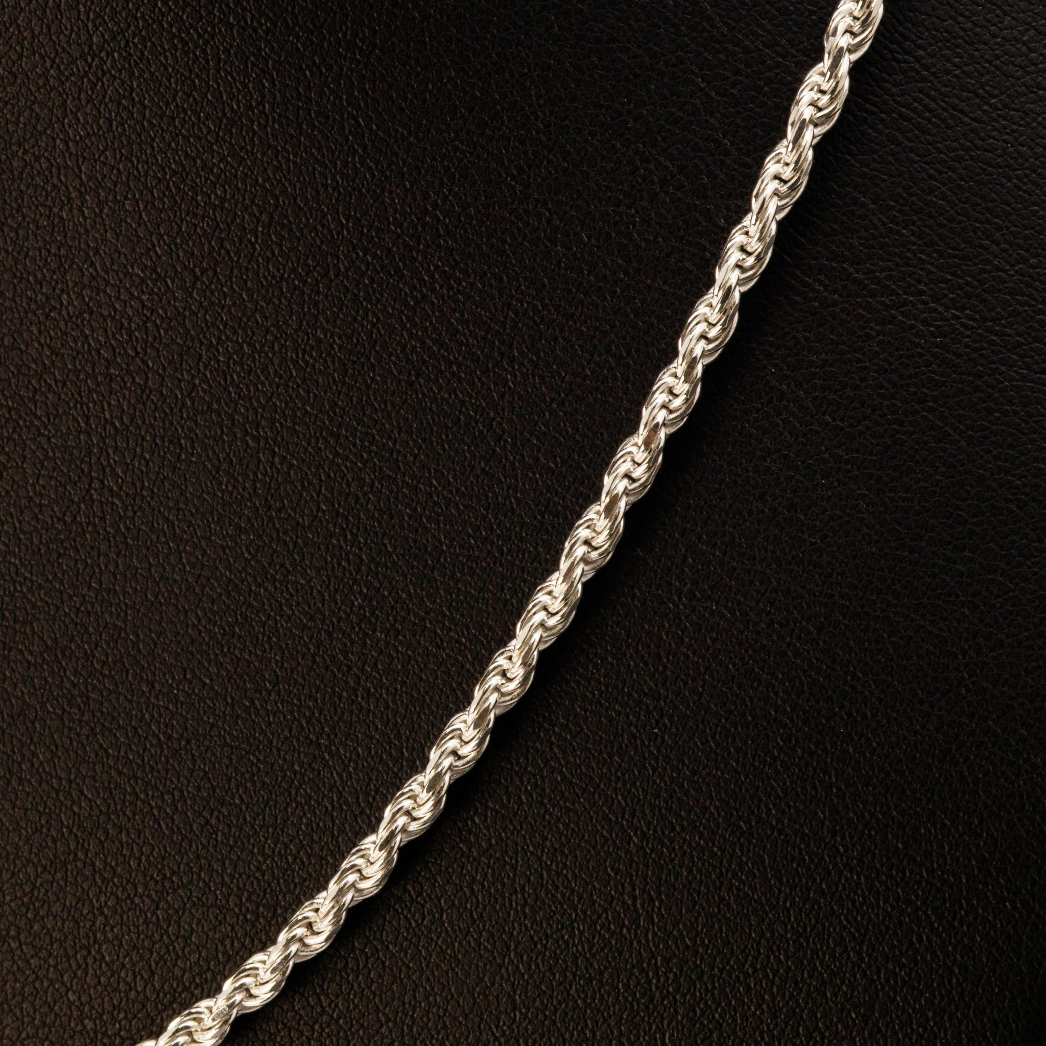 Rope 3mm 30" Silver Chain Golden Hand Jewellery