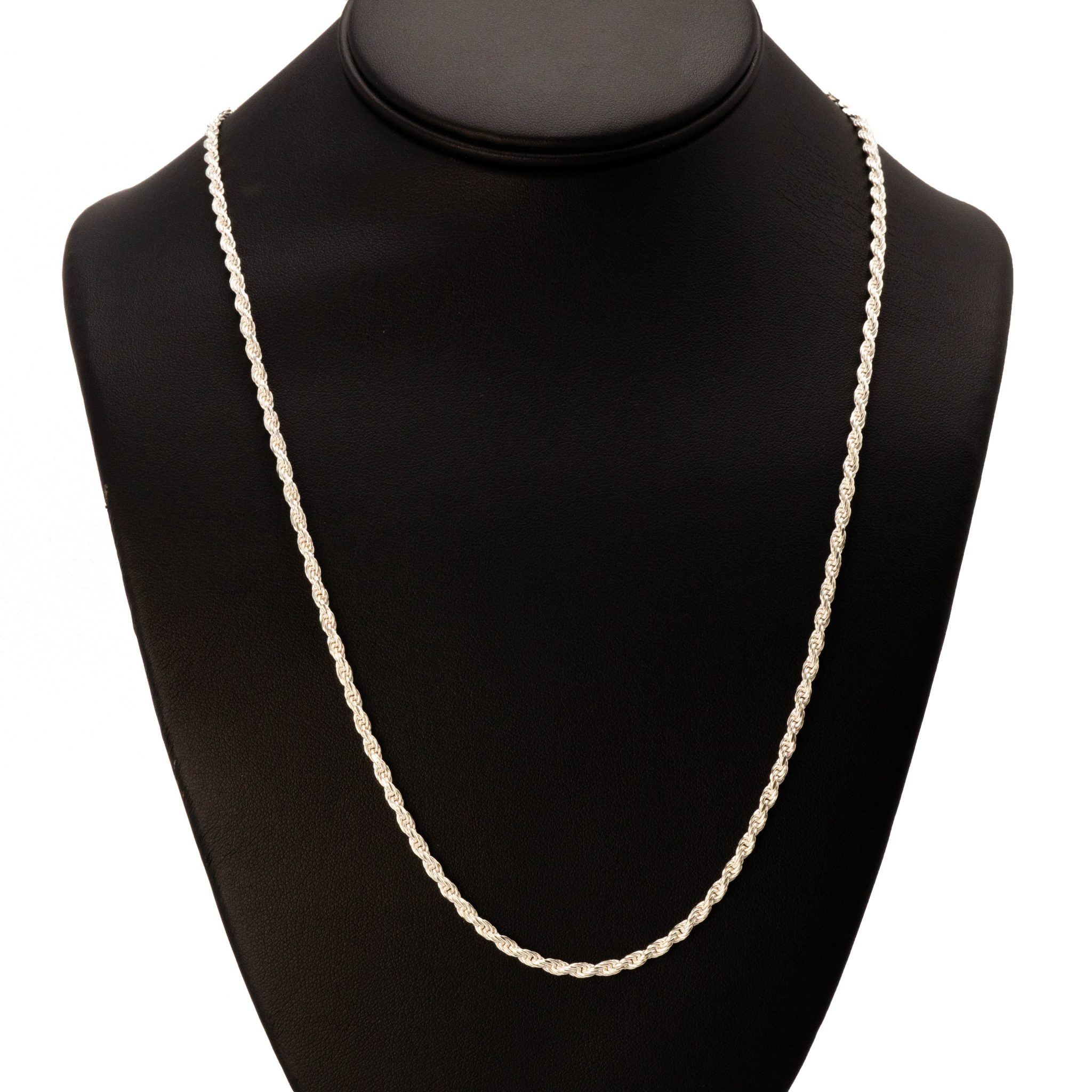 Rope 3mm 24" Silver Chain Golden Hand Jewellery