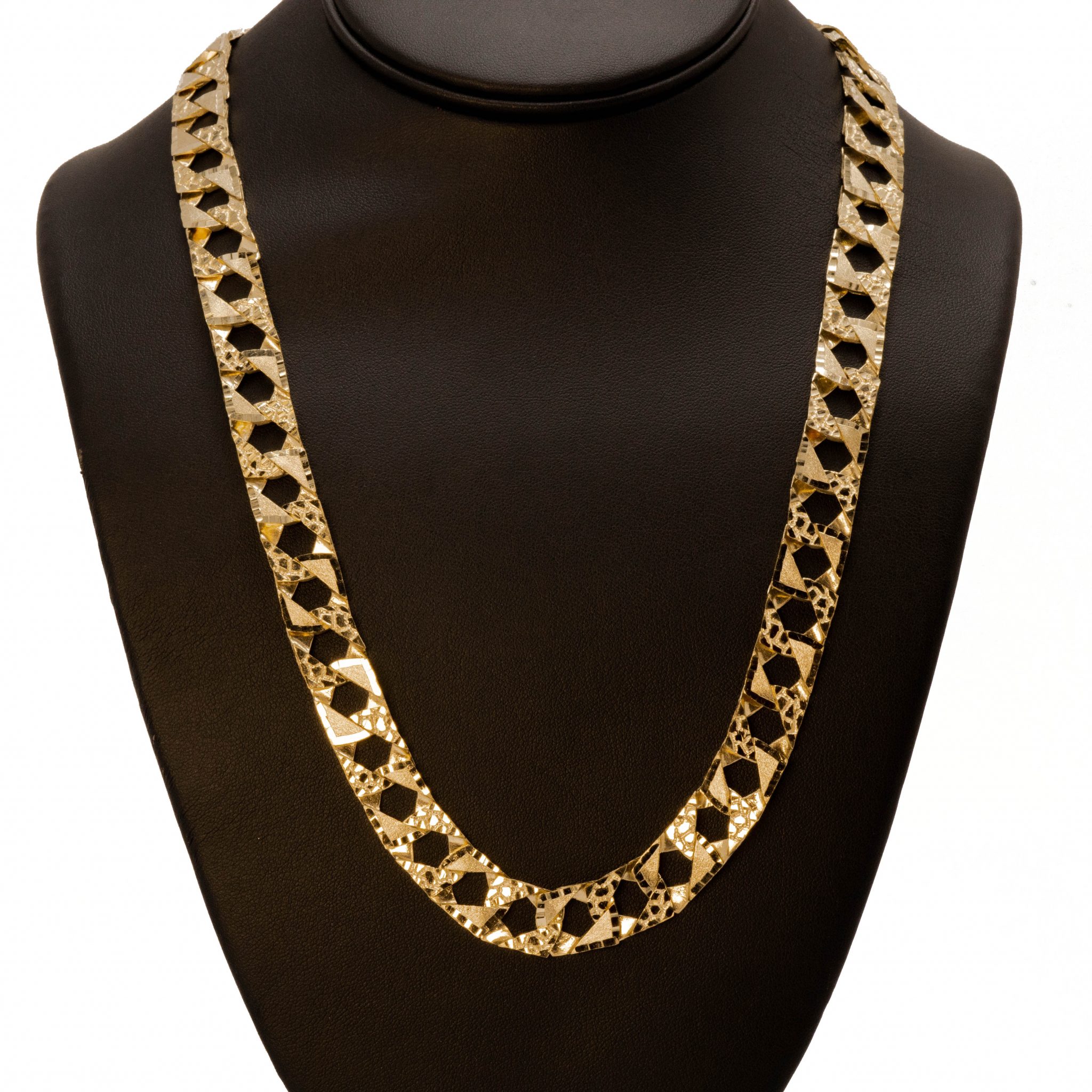 Classic Nugget X Diamond Cut 12.5mm 29" Chain Golden Hand Jewellery