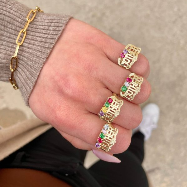 3 Stone Mom Birthstone Ring