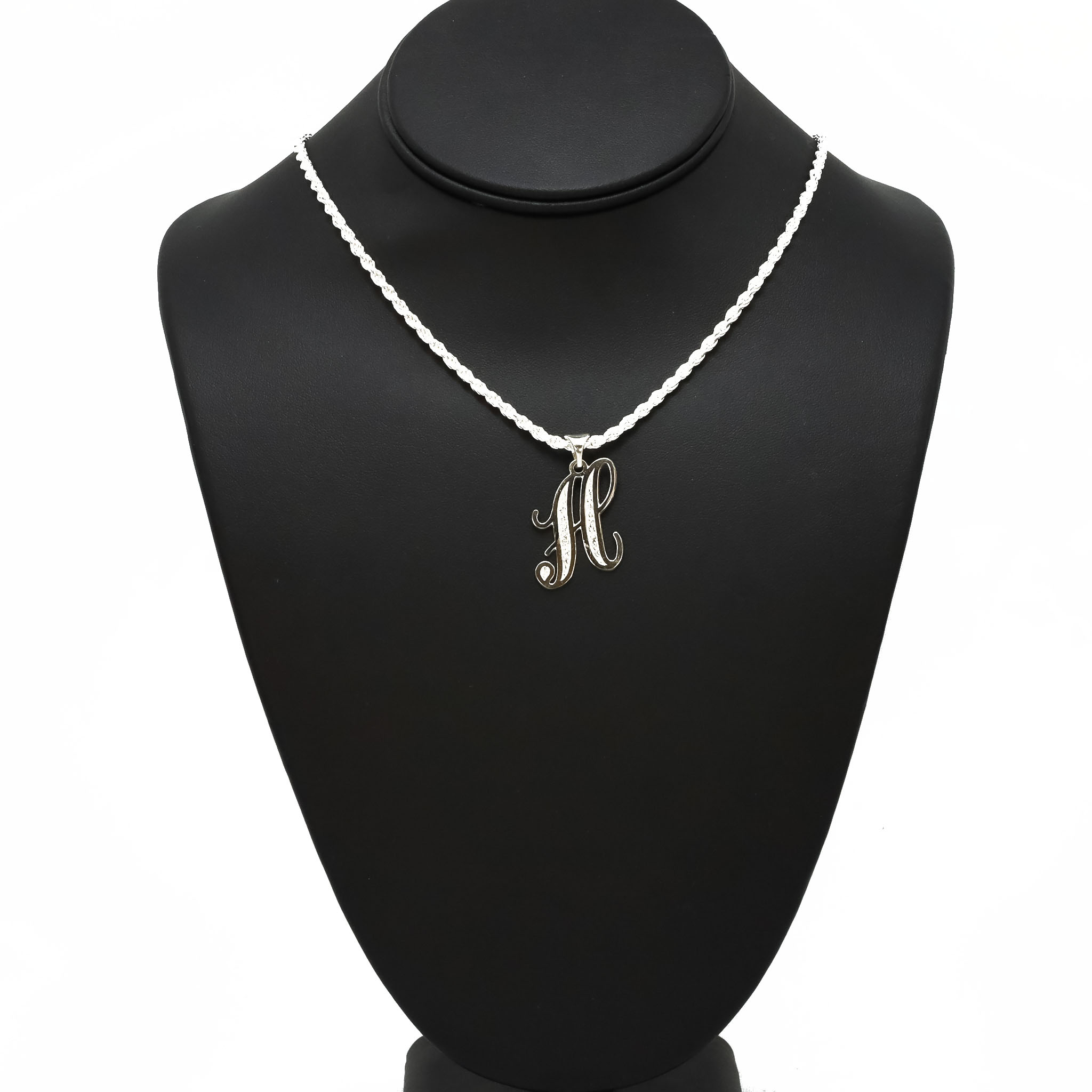 Big Silver Letter H- Silver Pendant - Golden Hand Jewellery