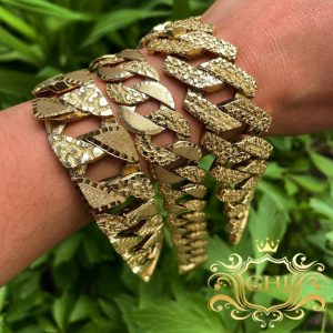 Square Nugget X Diamond Cut 22.5mm 9" - Bracelet - Image 4