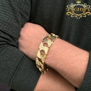 Square Nugget X Diamond Cut 22.5mm 9" - Bracelet - Image 3