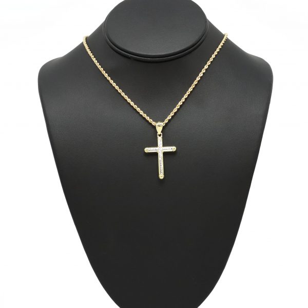 Supermirror steel broken two-tone cross necklace 2.5x1.5 cm | online sales  on HOLYART.com