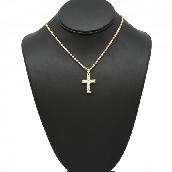 Gold jesus piece cross on sale