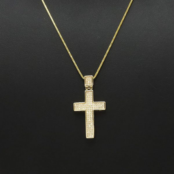 Flat gold sales cross pendant
