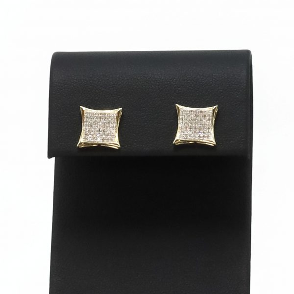 XL Square Clusters 0.33ct Genuine Diamond Earrings Golden Hand Jewellery