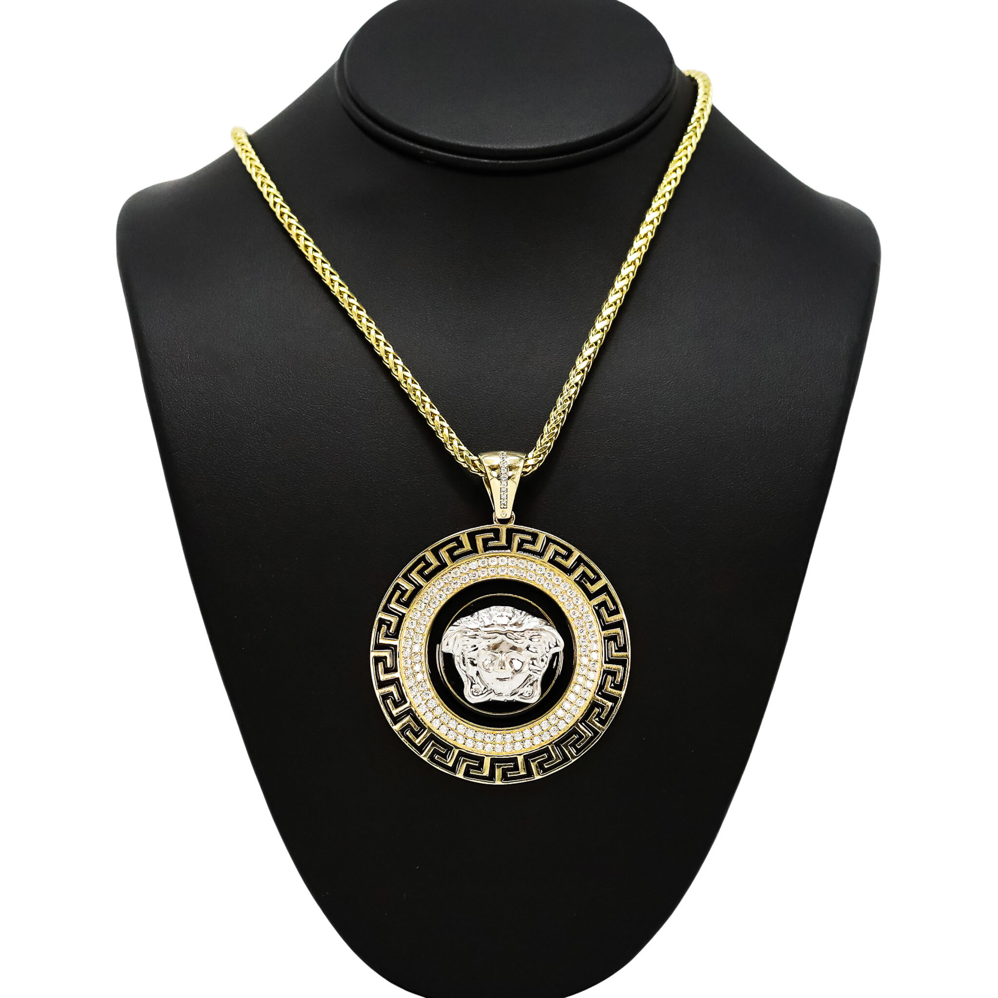 Versace gold round on sale medusa pendant necklace