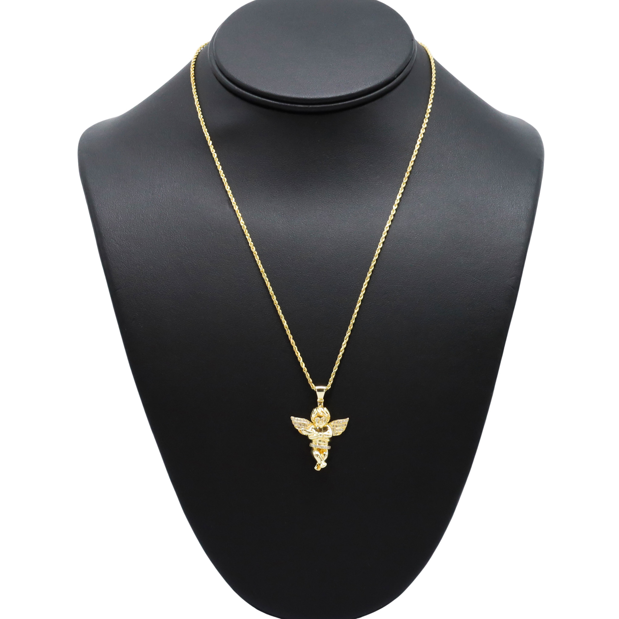 Gold angel pendant with diamonds deals