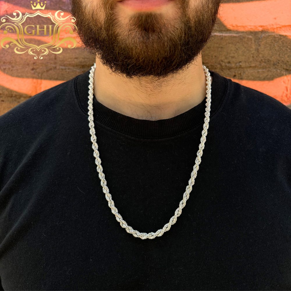 Hollow Rope 6.25mm 26 Silver Chain Golden Hand Jewellery