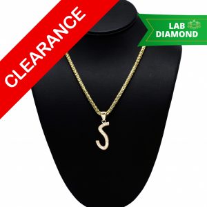 Letter S 1ct Lab 10K- Diamond Pendant