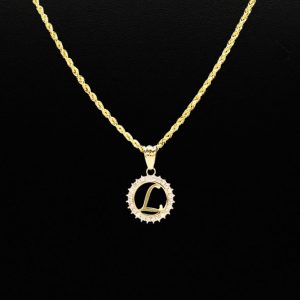 CZ Round Letter L - Pendant - Image 3