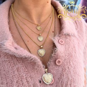 CZ Nugget Heart 10k- Pendant - Image 3