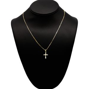 Yellow Silver Small Heart Cz Cross - Silver Pendant
