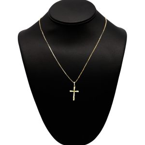 Yellow Silver Small Fancy Cz Cross - Silver Pendant