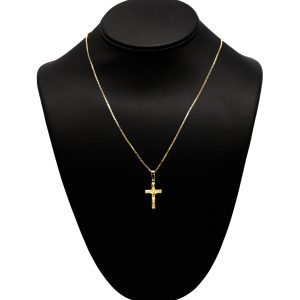 Yellow Silver Small Cross with Jesus - Silver Pendant