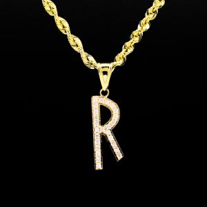 Diamond Letter R 1.43ct Lab 10k - Pendant - Image 2